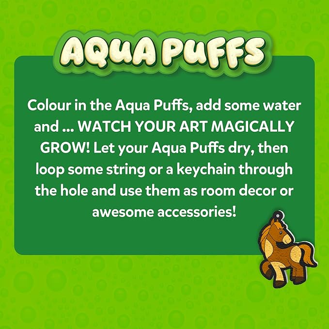 Skillmatics 3D Art Kit - Aqua Puffs Animals, Stocking Stuffers, Paint by Number Craft for Kids, DIY Color & Inflate Activity, Travel & Chirstmas Gift for Girls & Boys Ages 4, 5, 6, 7, 8, 9, 10