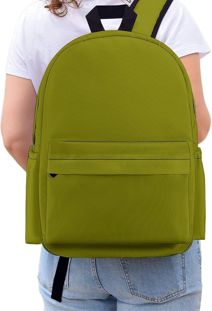Olive Green Backpack Adult Travel Daybag for Women Men College Backpack for Vacation Hiking Camping Bag