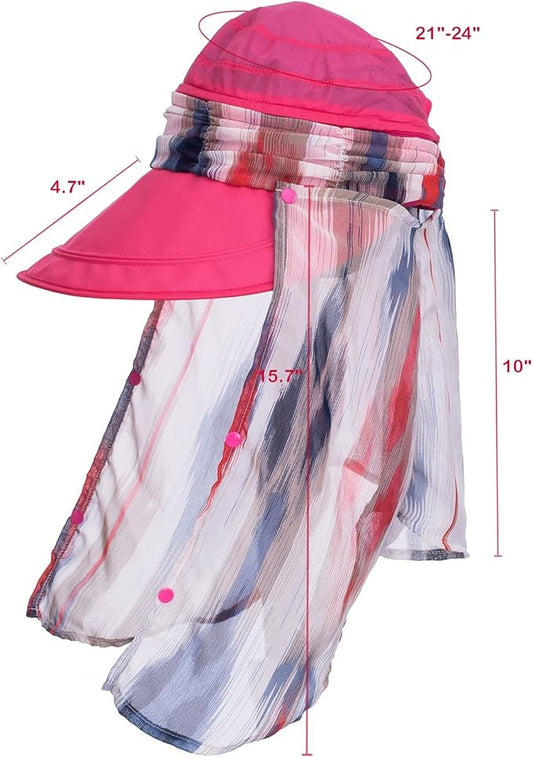 icolor Women Sun Hats UPF 50 Sun Protection Hat Summer Outdoor Neck Shield Flap Visor Hat Ponytail Hats Wide Brim Beach Hat