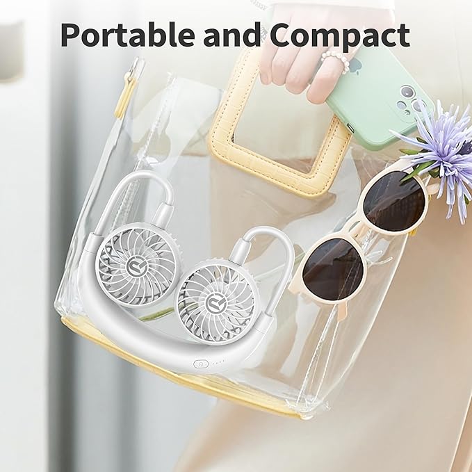 PANERGY Portable Neck Fan Rechargeable Hand Free Personal Fan Mini Wearable Battery Operated USB Fan for Men Women Kids Sport Work Travel