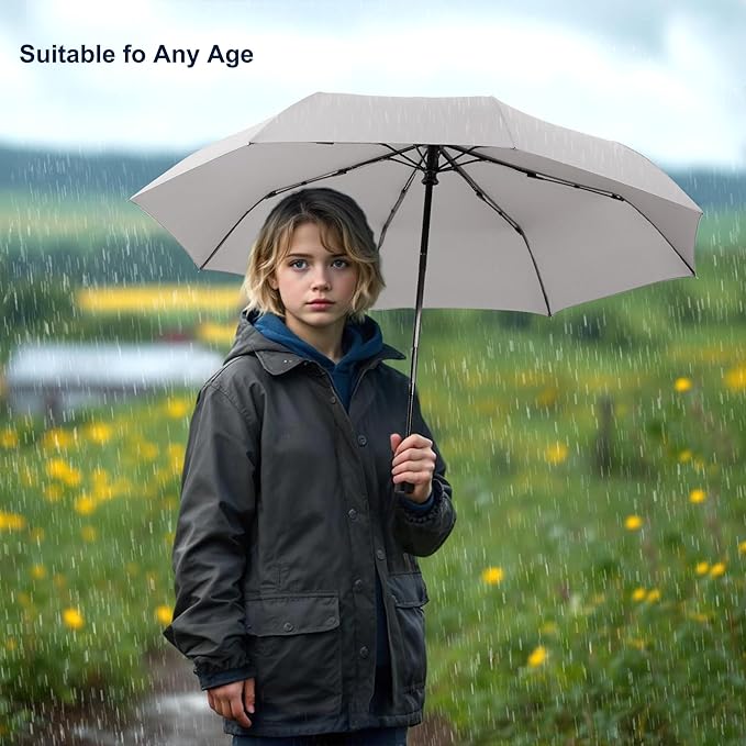 SoulRain Travel Umbrella - Compact Umbrella for Rain - Perfect Large Auto Folding Umbrella - Ideal Car umbrella, Small umbrella, and Travel Companion