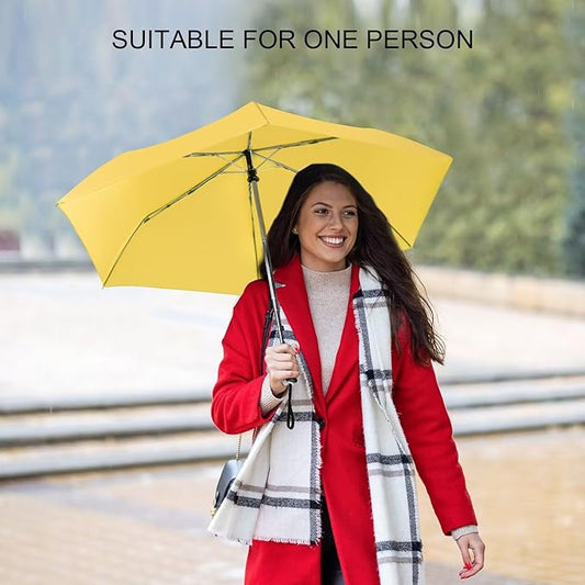 LEAGERA Compact Travel Umbrella for Purse - Flat Handle, Waterproof for Light Rain