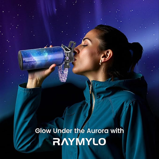 32oz Insulated Water Bottle, Triple Wall Vacuum Stainless Steel Water Bottles - Keeps Cold 48H, Reusable Metal water flask Jug for Gym, Sports, Camping, Hiking,Travel, Aurora-Purple