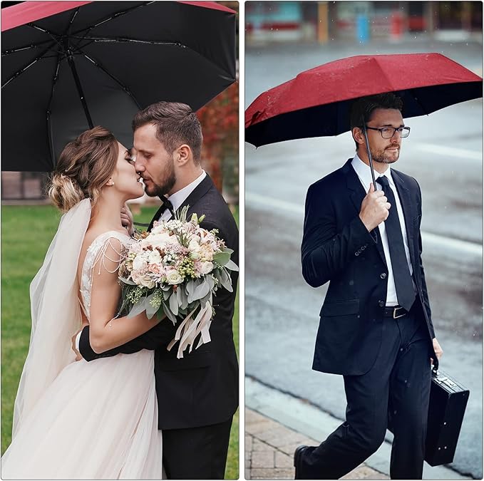 Jexine 6 Pcs Travel Compact Umbrella Automatic Open Close Windproof Small Light Backpack Purse Car Portable Collapsible Umbrella for Rain, Men Women