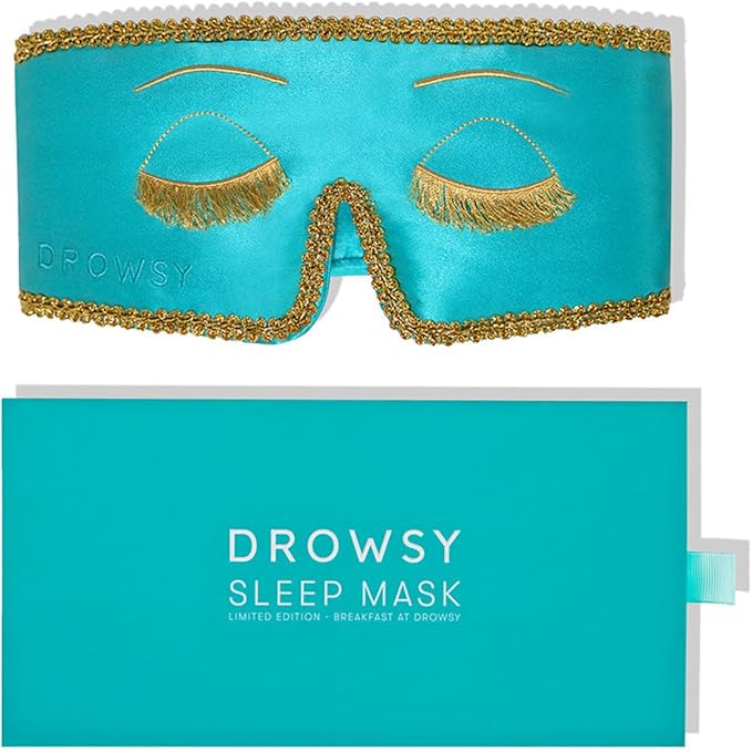 DROWSY Breakfast at Drowsy Silk Sleep Mask – 100% Pure Mulberry Silk, Total Blackout, Ultra-Soft & Skin Hydrating for Beauty Sleep, Fully Adjustable