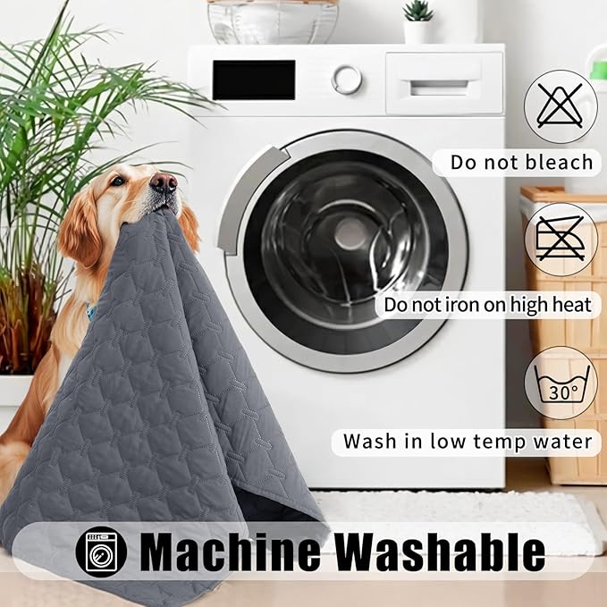 Smiry Waterproof Dog Bed Cover Blanket, Soft Reversible Pet Blanket, Washable Leakproof Cats Dogs Couch Cover for Sofa, Couch, Furniture, Plaid (30x53 Inch, Grey/Dark Grey)