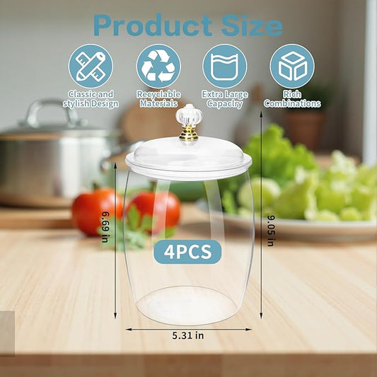 Wtyouesm 4 Pack Airtight Plastic Candy Jars with Locks, Clear 64 oz Cookie & Snack Storage Containers - Leakproof, Kitchen Pantry Organization for Home, Wedding, Bathroom Decor