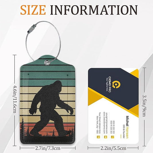 Sasquatch Luggage Tags for Suitcase 3 Pack, Privacy Cover ID Label with Stainless Steel Loop and Address Card for Travel Bag Suitcase