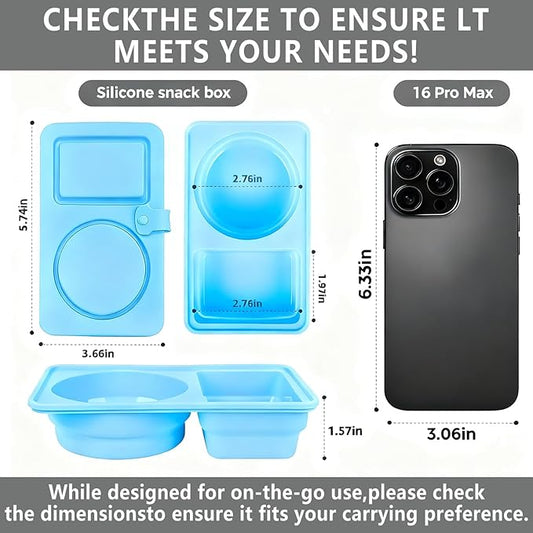 Dobyusf 8-Pack Collapsible Silicone Snack Containers - Round & Square Shape with Utensil Holder, BPA-Free Foldable Food/Sauce Storage for On-the-Go, Microwave & Dishwasher Safe