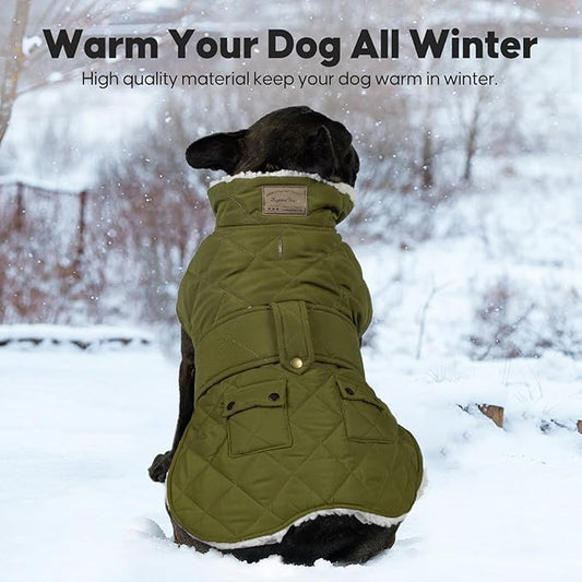 KYEESE Dog Coat Warm Pet Winter Puffer Coat with Leash Hole Waterproof Dogs Jacket with Fleece Lined Soft Pet Sweater for Cold Weather Thick Cat Clothes with Pocket Windproof Dog Coats for Small Dogs