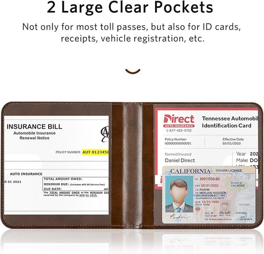 CoBak Car Registration and Insurance Holder - Small and Lightweight Vehicle Glove Box Car Organizer, Auto Truck Comparment Accessories Case for Essential Document, Driver License (Cowhide Brown)