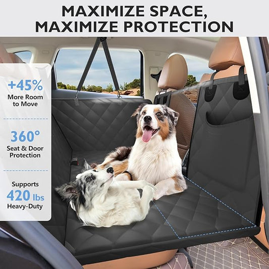 Back Seat Extender for Dogs-Upgraded Egg Crate Foam, Soft Dog Car Seat Cover Holds 420lbs, Sturdy Backseat Extender for Dogs, Waterproof Pet Car Bed Dog Hammock for Car, SUV, Truck