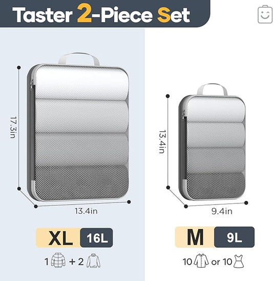 Veken 2/6/9/11 Set Compression Packing Cubes for Travel Essentials,Compressible Expandable Large Luggage Suitcase Organizer Bags for Clothing,Durable Space Saver Storage Bags(Black)