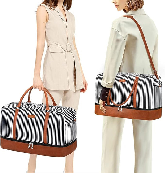 IBFUN Weekender Bags for Women, 21" Weekender Travel Bag, Travel Duffle Bag with Shoe Compartment Carry on Overnight Duffel Bag for Weekend Travel Business Trip, 3PCS