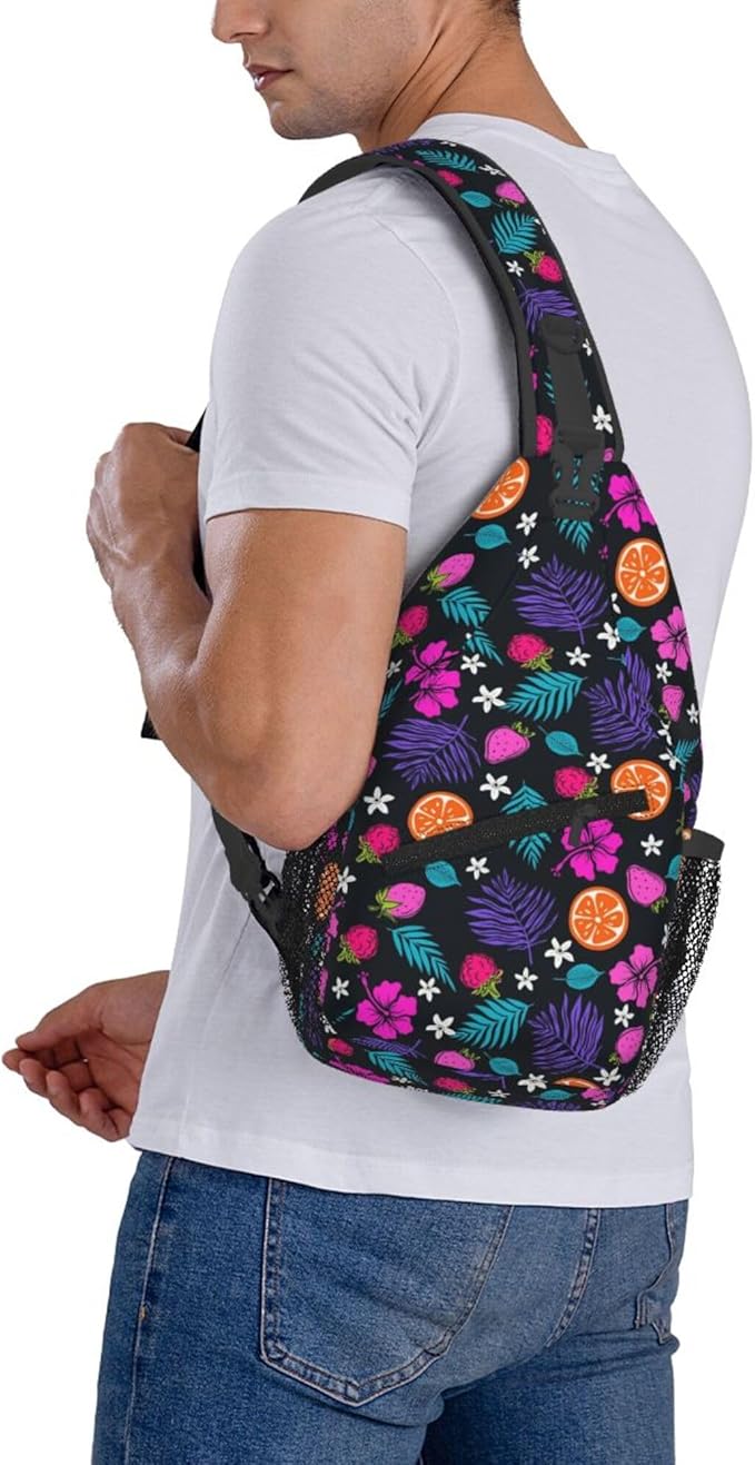Hawaii Tropical Palm Sling Backpack Crossbody Bag Casual Chest Bags Travel Hiking Daypack Shoulder Bag for Women Men