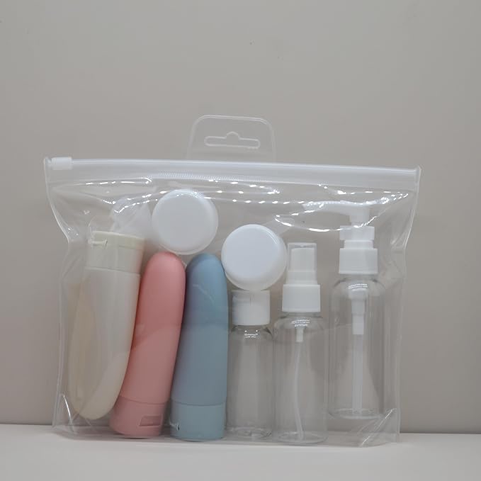 Travel Bottles Set, 11PCS Refillable Plastic Travel Bottle Kit, Portable Squeezable Travel Containers Accessories for Toiletries, Shampoo, Lotion, and Body Wash