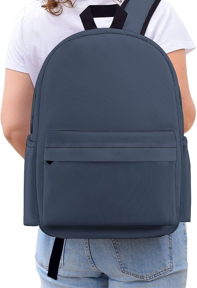 Premium Grey Blue Backpack Adult Travel Daybag for Women Men College Backpack for Vacation Hiking Camping Bag