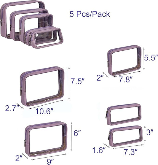 TSA Approved 5-Piece Diaper Bag Organizer Pouch Set Clear Waterproof TPU Kids Toiletry Storage Set Travel Packing Clutch Cube Bags for Baby Nursing