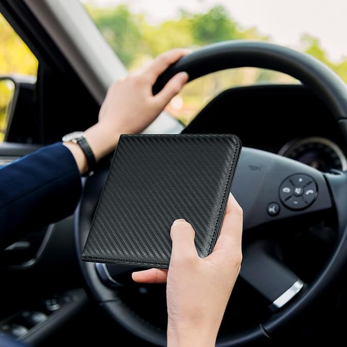 CoBak Car Registration and Insurance Holder - Small and Lightweight Vehicle Glove Box Car Organizer, Auto Truck Comparment Accessories Case for Essential Document, Driver Licens (Carbon Fiber Black)