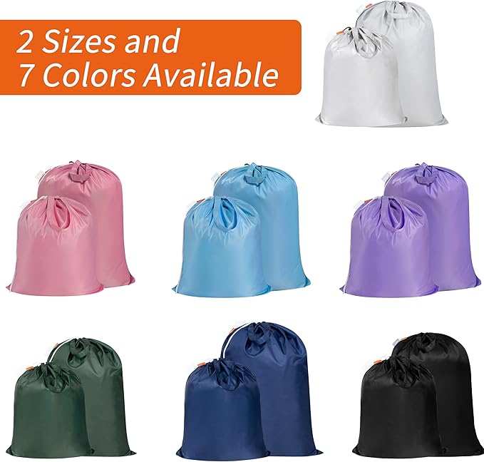 Polecasa Small Heavy Duty Laundry Bag with drawstring closure and Reinforced Handles, Easy to Carry Dirty Clothes Drawstring Bag for Travel, Camp 21”x24”, Silver