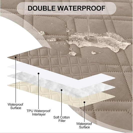 Smiry Waterproof Dog Blanket, 30x70 Inch Soft Pet Bed Cover Reversible, Washable Sofa Couch Furniture Protector for Small Medium Large Dog Puppy Cat, Geometric, Taupe/Beige