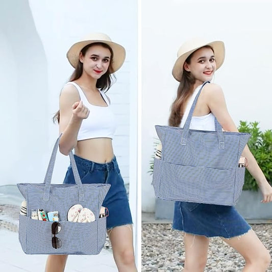 Bluboon Waterproof Beach Tote Pool Bags for Women Ladies Extra Large Carry On Bag With Wet Compartment for Weekender Travel