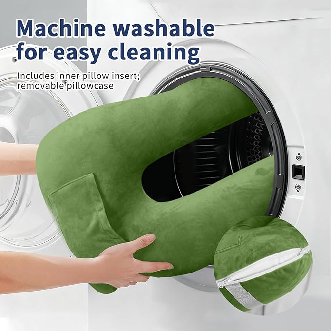 Travel Pillow, Car Pillow for Kids and Adults-Neck & Body Support,car Sleeping Pillow,Road Trip Essentials,Removable and Washable Covers,Skin-Friendly(Green)