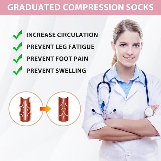 Compression Socks for Women Men Circulation Knee High 8 Pairs for Nurses, Running, Travel, Athletic