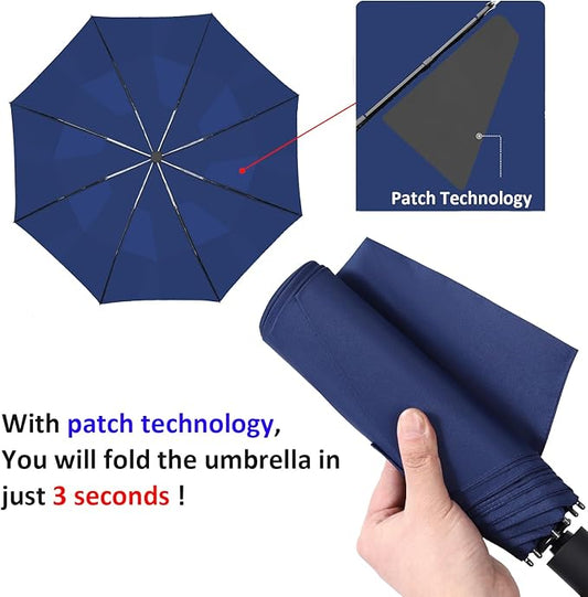BAODINI Windproof Umbrella for Rain Folds Easily Automatic Open Close 46 inch Compact Travel Portable Umbrella for Men and Women