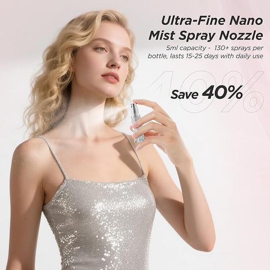 Travel Perfume Bottle Refillable, Sparkle Perfume Atomizer Leak-Proof Portable 5ML Mini Empty Atomizer Sprayer Bottle for Traveling and Outgoing (Silver, 5ML)