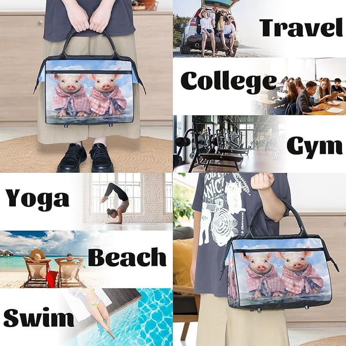 Travel Duffel Bag Funny Pig Waterproof Sports Duffel Bags Lightweight Large Capacity Weekender Carry On Gym Bag for Women Men