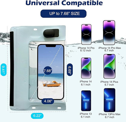 Vacuum Cell Phone Waterproof Phone Pouch iPhone Casemate Waterproof Phone case with Lanyard Small Water Proof Pouch Water Phone Protector Water case for Phone case Water Proof IP68 Max 7” Blue