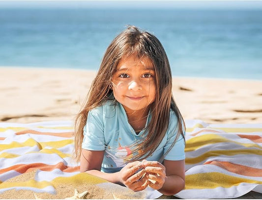 Large Beach Towel Oversized - 40"X70" Big Cute Beach Towels, Extra Large Plush Thick Pool Towel, XL Wide Fluffy Yellow Swimming Towel Oversize for Adults Mens Women