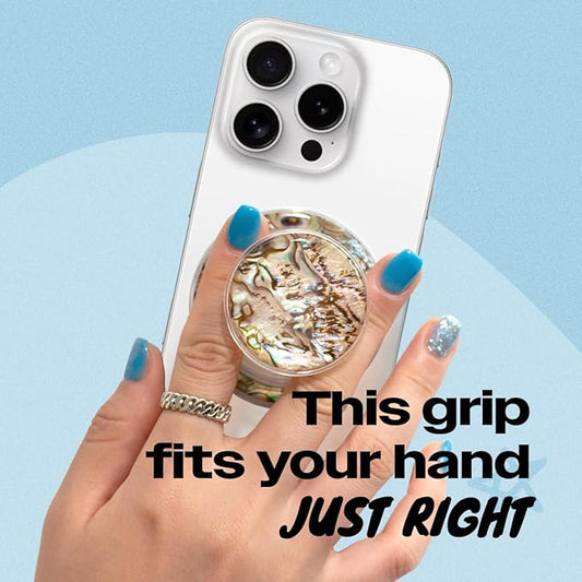 OnTheGrip Cute Natural Seashell Design Round Shape Collapsible Mobile Phone Grip Stand Holder for Smartphone Tablet Cell Phone Accessory (Leopard)