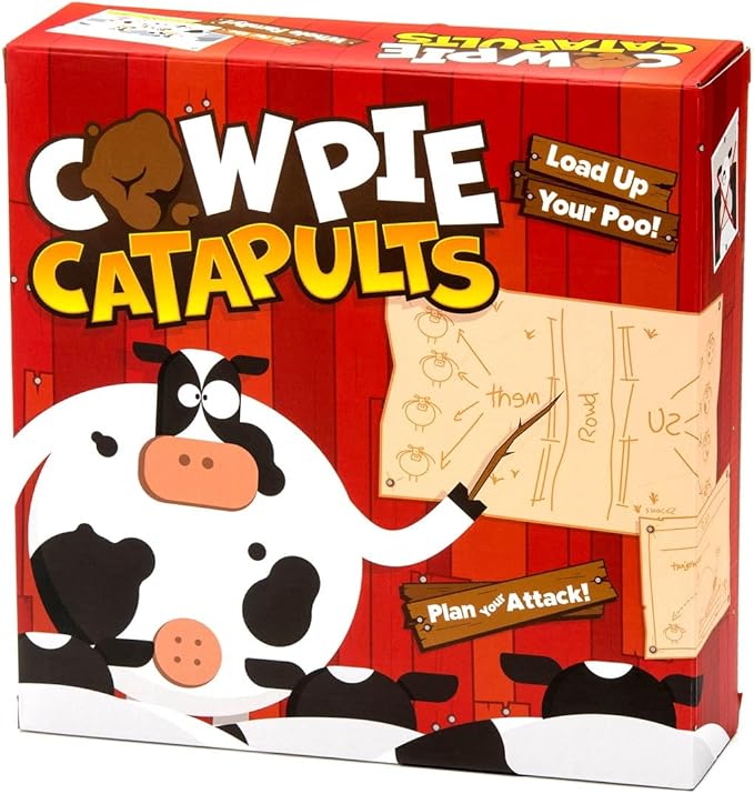 The Good Game Company Cowpie Catapults - Launch Poop with a Catapult to Knock Over Cows, Last Moo Standing Wins, Easy to Learn, Cow Tipping Funny Kid Family Board Game, Age 6+