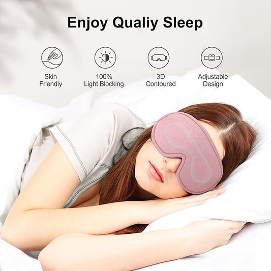 Eye Mask for Sleeping, 3D Contoured Cup Sleep Mask for Men Women, Soft Breathable Blackout Blindfold, Travel Eye Cover, Night Sleeping Mask with Adjustable Buckle for Side Sleeper (Pink Gold, 1 Pack)