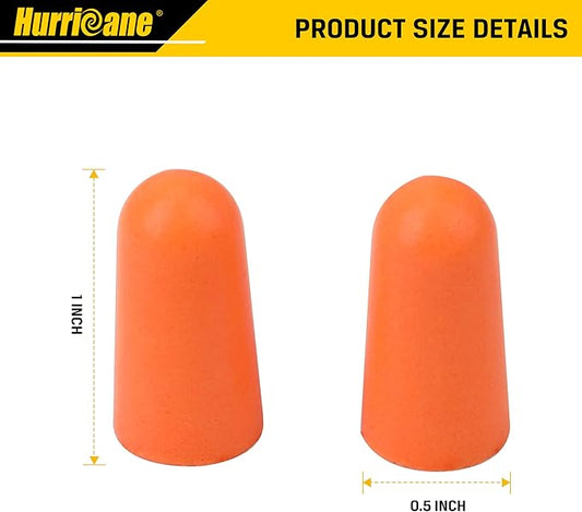 HURRICANE 100 Pairs Ear Plugs, Certified 32dB NRR Slow Release Comfortable PU Foam Earplugs for Noise Reduction, Work Snoring and Construction Loud Noise