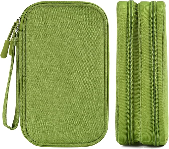 Electronic Organizer Travel Cable Accessories Bag, Case for Cable, Cord, Charger, Phone, Power Bank, Earphone (Grass Green, Medium)