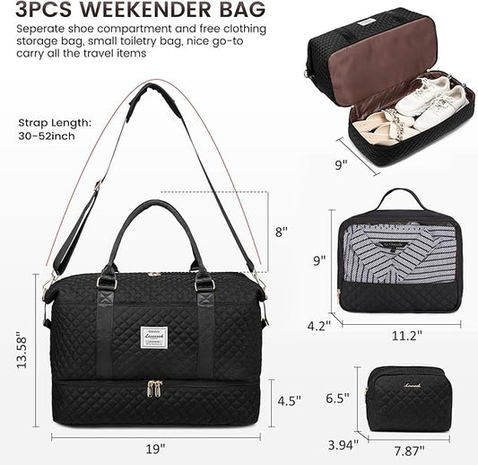 LOVEVOOK Travel Duffle Bag,Weekender Bags for Women with Shoe Compartment,Carry on Overnight Bag with Toiletry Bag,Gym Duffel Bag with Wet Pocket, Hospital Bags for Labor and Delivery