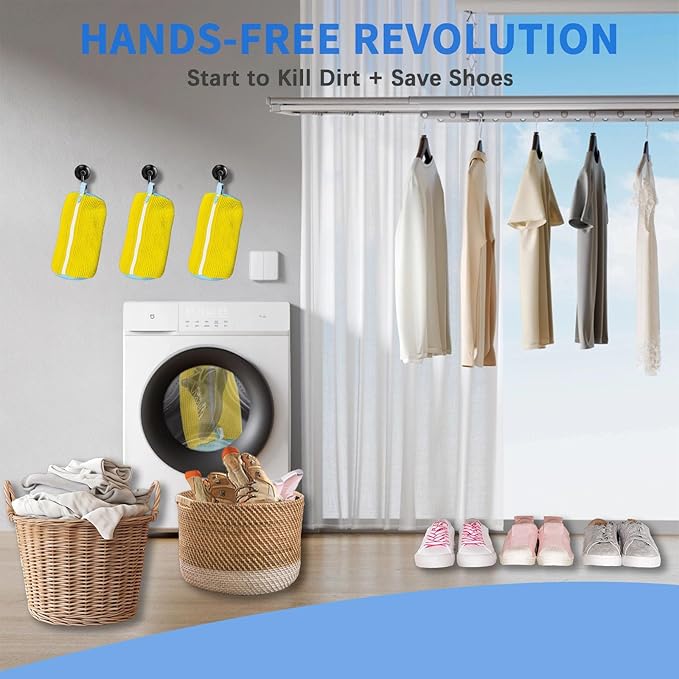 Shoe Laundry Bags for Washer & Dryer - 2pcs Reusable Mesh Washing Bags Protect Machine & Keep Sneakers Shoes Shape | Delicates Wash Bag (Yellow 2pcs)