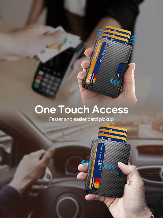 Wallet for Men, Mens Wallet Minimalist Slim Wallet, RFID Blocking Smart Pop Up Wallet with Money Clip & ID Window, Metal Compact Wallet, Aluminum Credit Card Holder Wallet