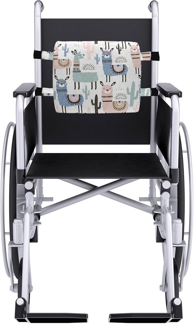 Ambesonne Llama Lumbar Back Support Pillow, Cartoon Style Hand Drawn South American Animals Alpacas and Llamas Design, High Density Foam for Office Chairs Car Seats, 14" x 13", White Teal