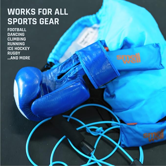 SmellWell Freshener Bag - Blue - The Ultimate Shoebag With Built In Activated Bamboo Charcoal Inserts for Odor Eliminating and Moisture Absorbing - Keep shoes and smaller gear fresh longer