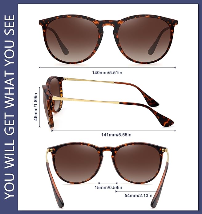 Retro sunglasses womens 2024 trendy round classic glasses
