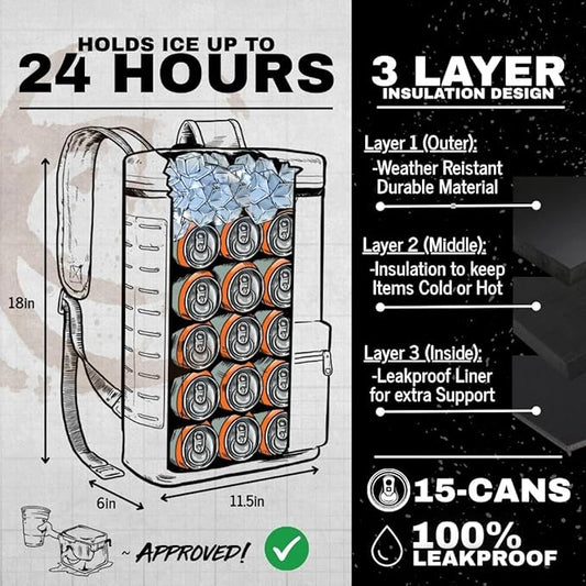 SHITI Coolers Cooler for Camping, Travel, Beach, Soft Lunch Box for Food, Drinks & Ice, Portable, Waterproof 24 Hr Insulated Bag with Shoulder Straps, Customizable