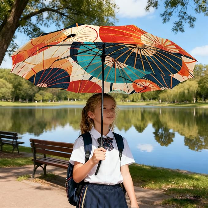 Windproof Travel Umbrella Retro Japanese Style Umbrella Compact Auto Open/Close Folding Umbrellas for Rain
