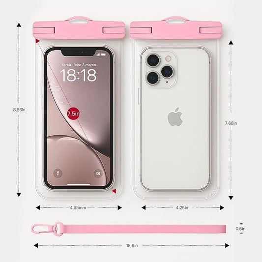1/2 Pack Waterproof Phone Pouch Compatible with iPhone 17 16 15 Pro Max & Galaxy S24+/S23 7in Waterproof Phone Case, IPX8 Beach Travel Must Haves, Beach Essentials, Peach Pink, 1 Pack