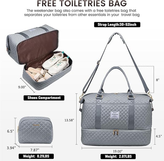 LOVEVOOK Travel Duffle Bag,Weekender Bags for Women with Shoe Compartment,Carry on Overnight Bag with Toiletry Bag,Gym Duffel Bag with Wet Pocket, Hospital Bags for Labor and Delivery