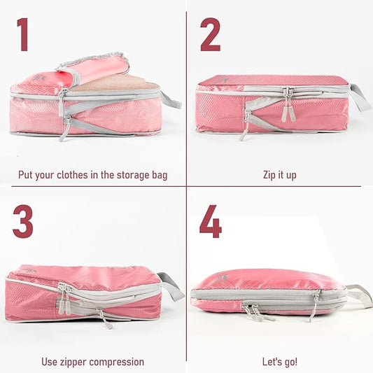 4-Piece Packing Cube Set - Lightweight Luggage Organizers for Travel, Vacation and Suitcases - Durable Accessories with Compression