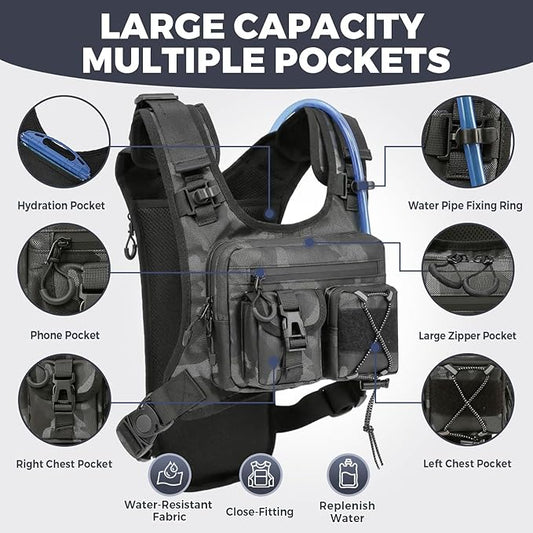 Criuage USA Original Patent Running Hydration Vest Backpack, Lightweight Chest Pack with 2.0L Water Bladder Bag Daypack for Hiking Running Cycling Race Marathon for Women Men